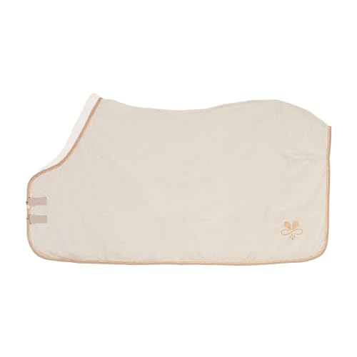 Abschwitzdecke mit Fellkragen Beige Glitzer (145cm)