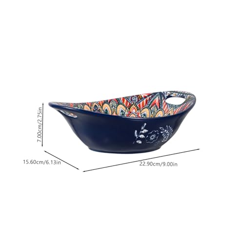 Saladier en céramique bleu 23 cm iplusmile à double anse