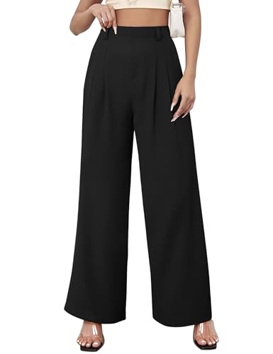Womens Wide Leg Pants High Waisted Dress Pants Straight Leg Work Office Trousers with Pockets Business Casual Outfits