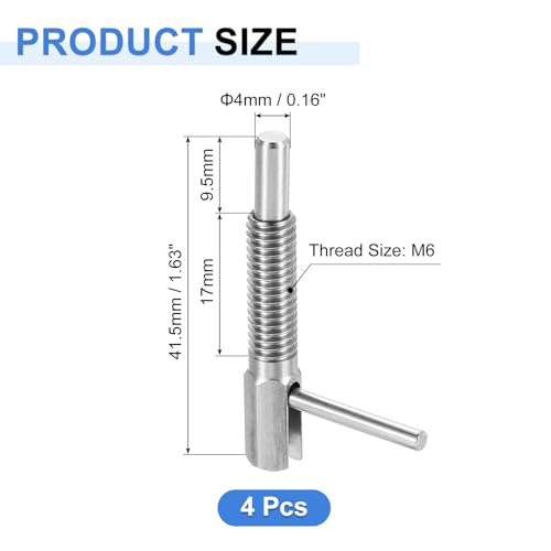 QUARKZMAN 4 Stück Ausziehbarer Indexierungs-Spannstift, M6 L-Feder-Spannstift aus Edelstahl mit Federbelasteter Riegel Teleskopverriegelungsstift für Maschinenbau Schiffbau