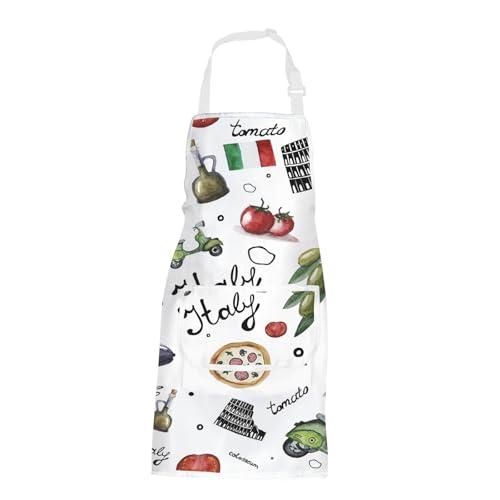 POFULL Italien Sehenswürdigkeiten Schürze Rom Italien Küche Geschenk Italienische Kochschürze Einweihungsgeschenk für Sie, Italien Schürze, Medium
