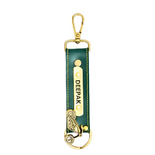 Image of Personalized Leather Keychain with Hook, Customised Leather Keychain for Men & Women | Added with Name & Charm