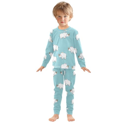Pajama Sets Long Sleeve Cute Rhino and Cupcakes Soft Comfy Sleepwear 2 Piece PJS 3-8T2