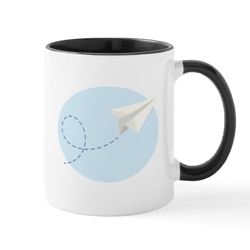 Taza de cerámica 11 oz con diseño avión de papel miniatura 1