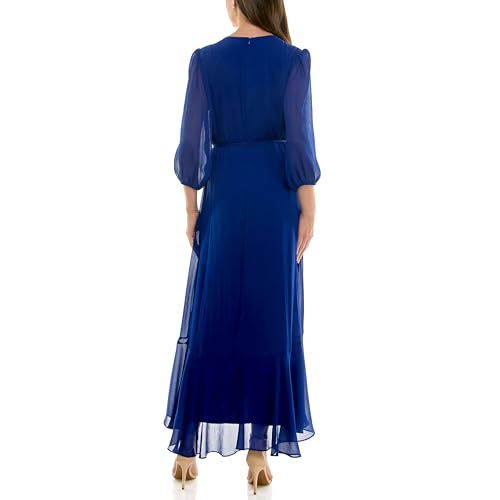Image of Maison Tara Women's V-Neck Ruffle Faux Wrap Maxi Dress