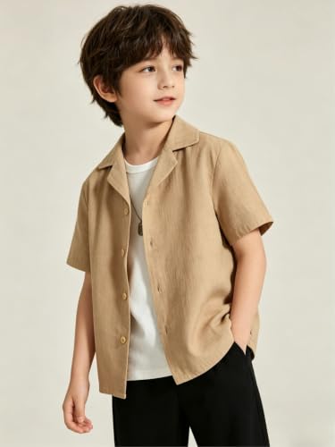 Image of Verdusa Boy's 2 Piece Sets Linen Set Going Out Summer Outfits Button Up Shirt and Pants Set Matching Sets