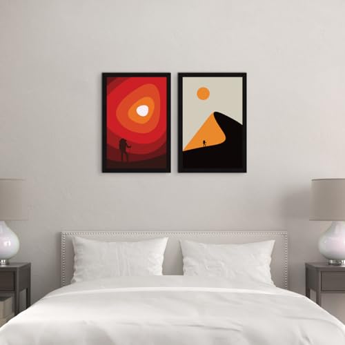 Image of ArtX Paper Aesthetic Wall Decor Paintings with Frame for Home Decoration - Painting for Living Room Bedroom Office - Framed Painting for Wall Decoration, Wall Decor For Living Room, Set Of 2