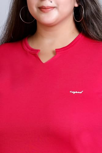 Image of CUPID Women's Cotton Plus Size Plain Full Sleeves Long Top for Summer n Semi Summers with One Side Pocket for Ladies Solid T Shirt