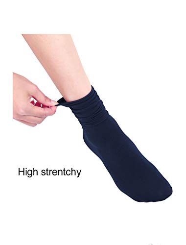 Image of uxcell Women Elastic Selvedge Cuffs Sheer Nylon Crew Socks 2 Pairs