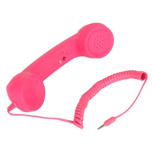 Combiné téléphonique rétro filaire de 3,5 mm robuste et ergonomique rose