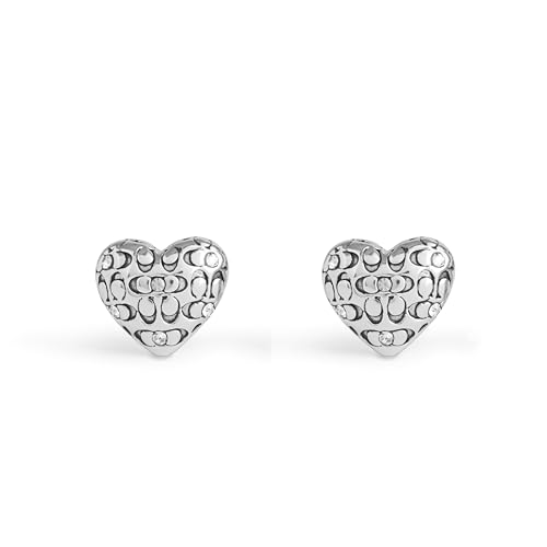 COACH Women's Signature Quilted Heart Stud Earrings3