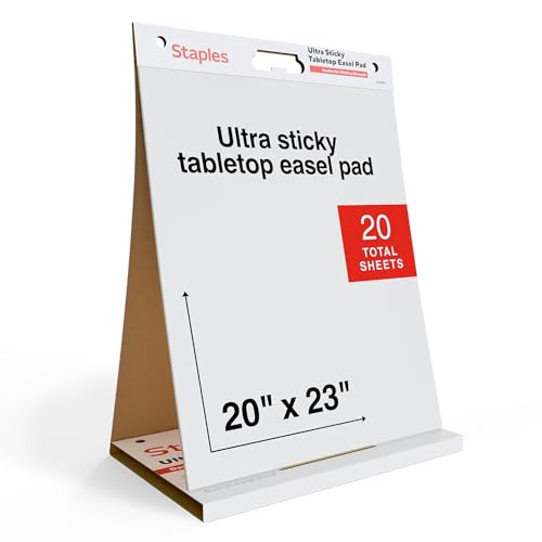 STAPLES Ultra Sticky Tabletop Easel Pad 20 x 23 20 Sheets/Pad - Easelt Pad for Meetings & Classrooms
