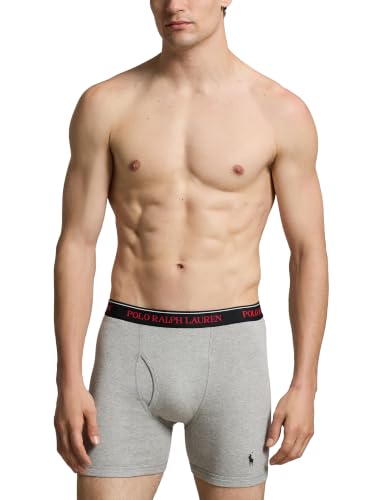 Image of POLO RALPH LAUREN Men's Classic Fit Cotton Boxer Briefs, Trunks & Long Leg Available, 3-Pack