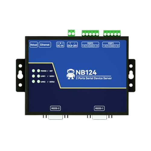 Isolated 2-Channel Serial Server Edge Computing Gateway RS232 RS422 RS485 RJ45 Modbus Gateway NB124 TCP/UDP/MQTT at Command Build-in Watchdog