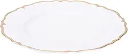 Mimo Style Sousplat Marselha Branco Com Bordas Douradas, Material Polipropileno Com Boa Estabilidade Térmica e de Excelente Qualidade, Moderno e Versátil, Ideal Para Mesa Posta, Mede 33cm