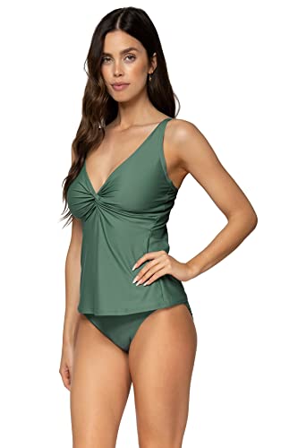 Sunsets Forever Tankini Top, Moss, 34E/32F/30G2