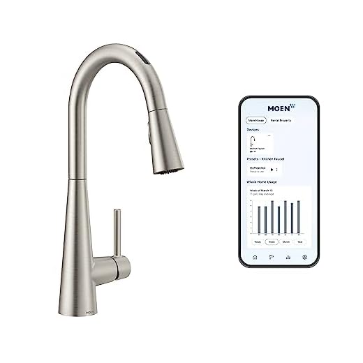 Moen Sleek Spot Resist Stainless One-Handle Smart Touchless Kitchen Faucet Pull Down Sprayer, Voice Control, and Power Boost, 7864EVSRS
