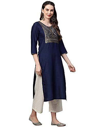 Image of INDO ERA Women's Cotton Solid Straight Kurta(KT4BR2760)