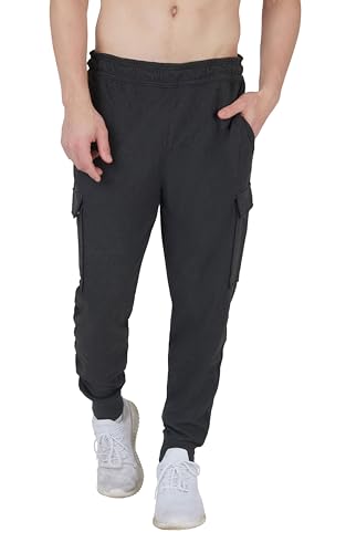 90 Degree By Reflex Mens Fleece Jogger Soft Workout Pant with Side and Cargo Pockets