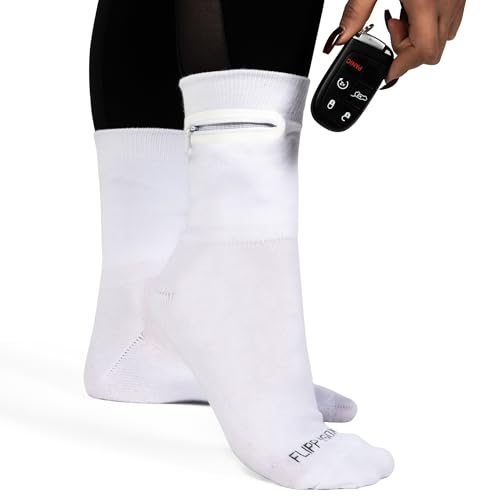 Image of Zipper Sock Wallet - Cotton & Polyester Zipper Socks with Pockets - Fits shoe size 6-13