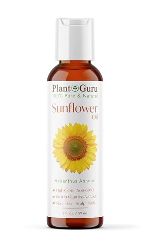 Plant Guru PG_SUNFLOWEROIL_2OZ. Sunflower Oil 2 Oz Cold Pressed Carrier 100% Pure Natural cover