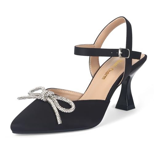 Heels Charm Women's Pumps Shoes Stiletto Pumps Pointed Toe Ankle Strap High Heel Pumps Closed Toe Slingback Kitten Pump Heel Dancing Daily Work Party Wedding Dress Pumps Shoes