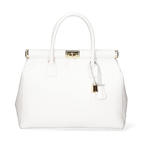 Chicca Borse Borsa top handle donna borsa a mano in pelle dollaro borsa media italiana - Bianco