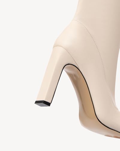 Women's Classic Square Toe Heeled Boots - Side Zipper Vegan Leather Booties with Non-Slip Rubber Sole for Office & Winter4