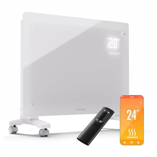 Klarstein Radiador Bajo Consumo 1500W, Estufa Interior para Casa, Radiadores Bajo Consumo Electricos con Ruedas, Posición, Estufas Opción Montar Pared Silencioso, Calefacción Eléctrica