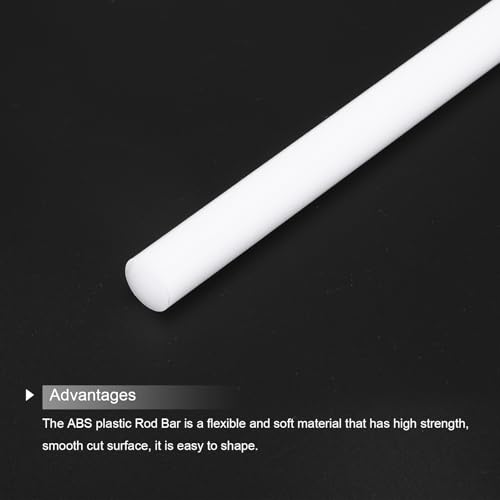 Image of MECCANIXITY ABS Plastic Rod Round Solid Bar 15mm x 400mm White for DIY Model Material, Architectural Model Making, DIY Sand Table, Pack of 2 Pcs