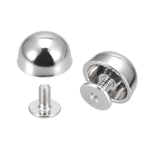 sourcing map 12x7mm Rivets Tête Rond Vis Dos Creux Cuir Goujons Argenté 10 Ensembles