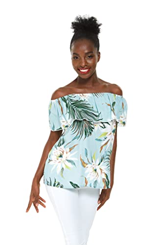 Image of Wispy Cereus Light Blue Family Matching Hawaiian Clothes | Family Matching Outfits • Soft Rayon Fabric • Tropical Floral Print • Vacation Ready • Luau Party Wear