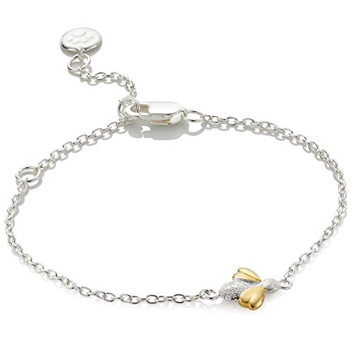 Molly Brown London Bracelet en argent sterling et vermeil or 9 carats Motif abeille