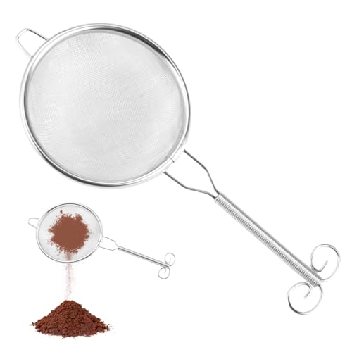 Petite Passoire Inox, Diamètre 7 cm, Tamis Cuisine avec Poignée, Petites Passoires à Mailles Fines, Idéal pour le Jus, la Farine, le Thé, Tamiser,...