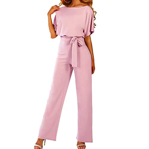 NOBRAND - Mono de manga corta para mujer con botones y botones Rosa rosa S