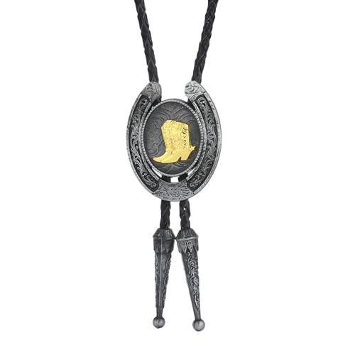 Image of HUABOLA CALYN Native American Bolo tie Rodeo Cowboy Leather Necktie Western Bolo ties for Men Women Necktie for Concert Fans