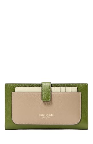 kate spade new york AVA Colorblocked Pebbled Leather 2 in 1 Bifold Wallet, Jungle Vine Multi