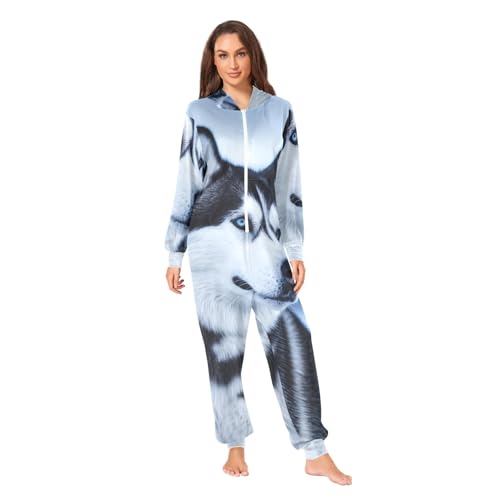 Pijama de Husky para Navidad ropa de dormir cálida familiar con capucha 1