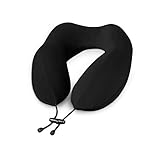 Brookstone Total Comfort Travel Pillow, 10.5'x10', Black
