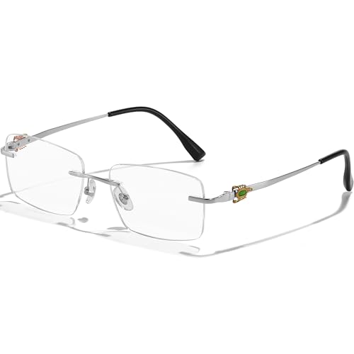 Image of Pure Titanium Rimless Glasses Frame for Men Rectangle Optical Frameless Eyeglasses Frames Lightweight Eyewear YJ2201