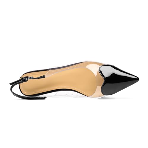 Slingback Flats for Women Pointed Closed Toe Clear Backless Flats Comfortable Dress Pumps Shoes for Wedding Party Work Work4