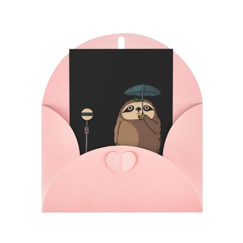 おもしろ ナマケモノ 誕生日グリーティングカード 封筒付きクリスマスバースデーカード 記念日お祝いプリントカード Pink