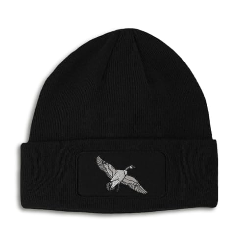 Patch Beanie Canadian Goose Embroidery Acrylic Skull Cap Hats for Men & Women Black Design Only