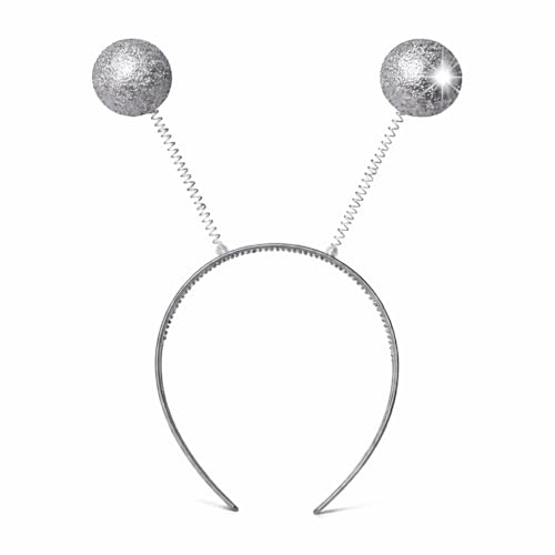TK Gruppe Timo Klingler Fita de cabelo, design de borboleta, pompom, alienígena, joaninha, carnaval para adultos, crianças e fantasias de carnaval (prata)