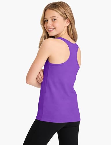 Image of Auranso Girls Tank Tops Cotton Sleeveless Undershirts Athletic Shirts Racerback Dance Outfit Workout Tops