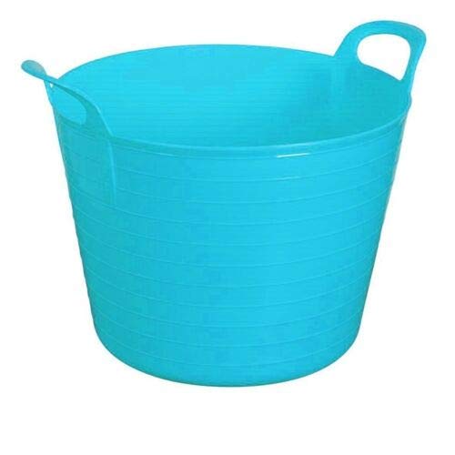 42L Litre Large Flexi Tub Garden Home Flexible Colour Storage Container Bucket Polyethylene Flex Tub- MADE IN U.K (Light Blue)