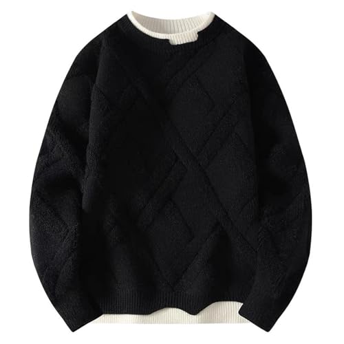 Men's Sweater Fall Winter Thickened Warm Pullover Round Neck Loose Base Layer Top for Men3