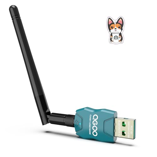 Class 1 Long Range Bluetooth Adapter for PC, QGOO USB Bluetooth Adapter for PC 5.3+EDR, Bluetooth Dongle Bluetooth Receiver Support Windows10/8.1/8/7?green-015?
