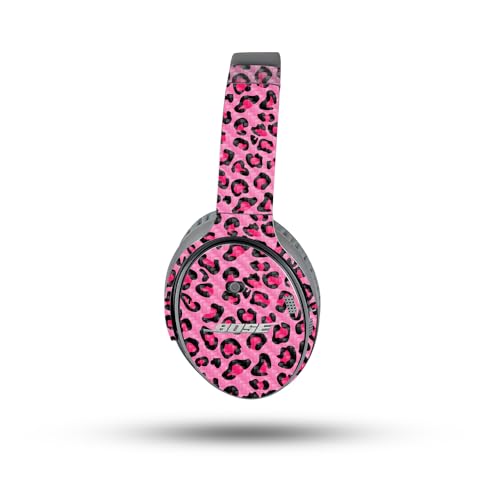 Image of MightySkins Carbon Fiber Skin Compatible with Bose QuietComfort 35 II Headphones - Pink Leopard | Protective, Durable Textured Carbon Fiber Finish | Easy to Apply