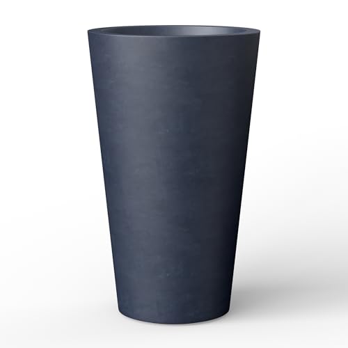 Kante Modern Home Minimalist 19.7" Tall Charcoal Concrete Tapered Planter